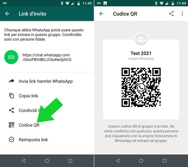 Aggiungere un utente ad un gruppo di WhatsApp tramite codice QR