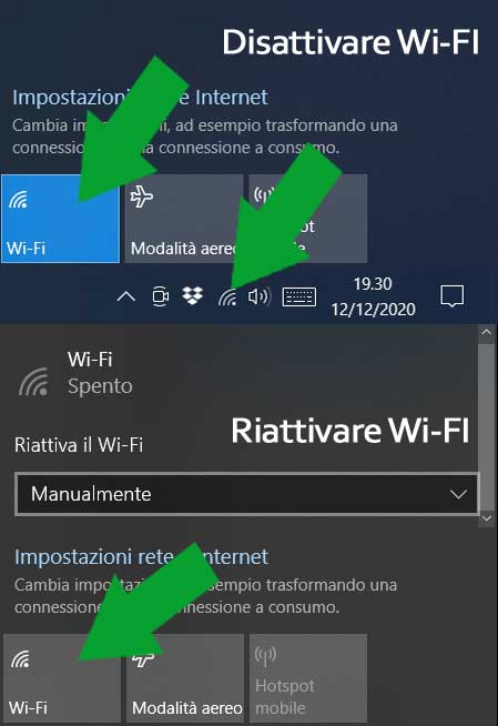 Disattivare e riattivare Wi-Fi su PC