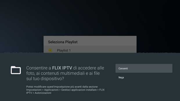 concedi autorizzazioni Flix IPTV