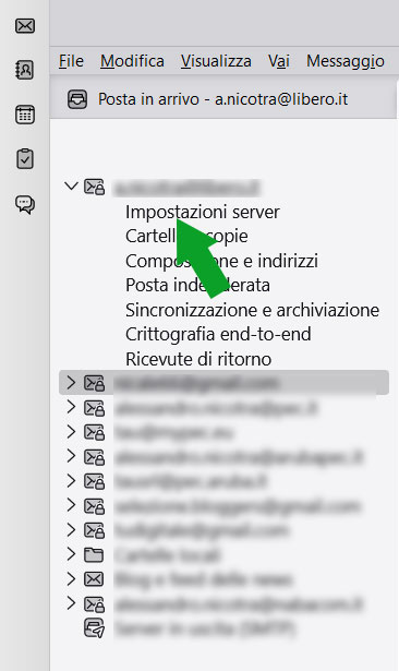 Accedi alle impostazioni del server