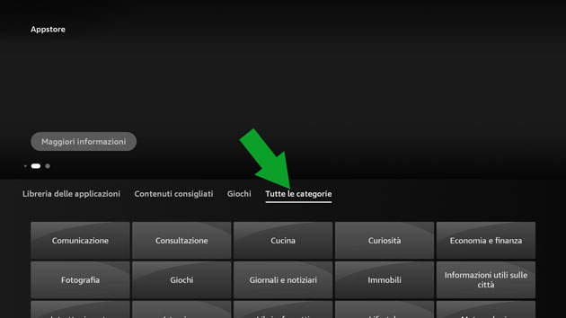 Trovare la app nello store della firestick