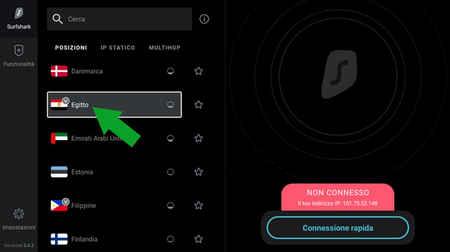 VPN per Fire Stick con geolocalizzazione Egitto