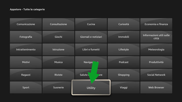 andare nella sezione Utility dello store Amazon