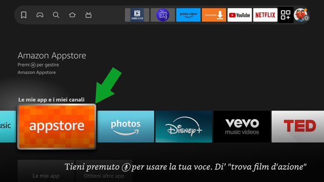 apri l'app store delle fire stick amazon