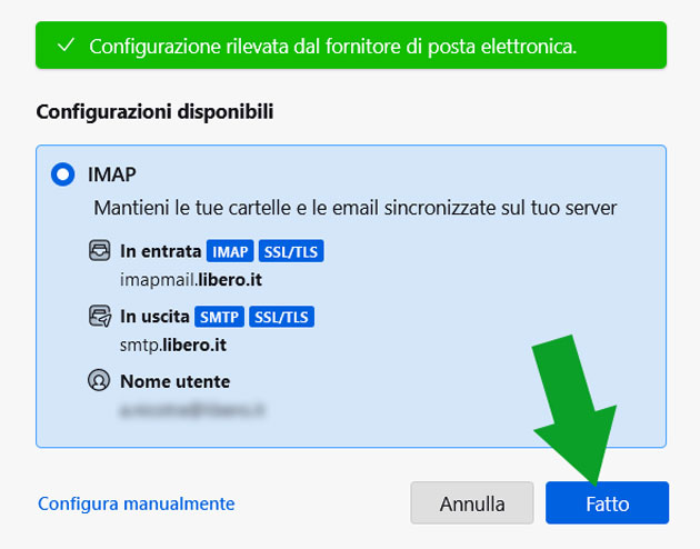 configurazione automatica rilevata